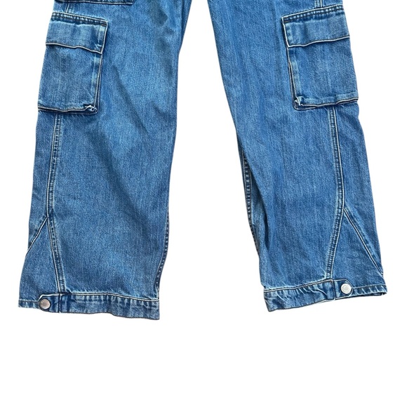 Demin Forum 90s Millie Hi-Rise Grunge Cargo Utility Medium Wash Relaxed Jeans - Picture 9 of 16